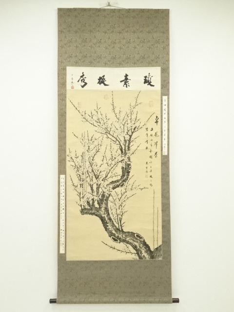 道具 ] - 道具 中国 王寵筆 梅花図 画賛 肉筆紙本掛軸 | ネット